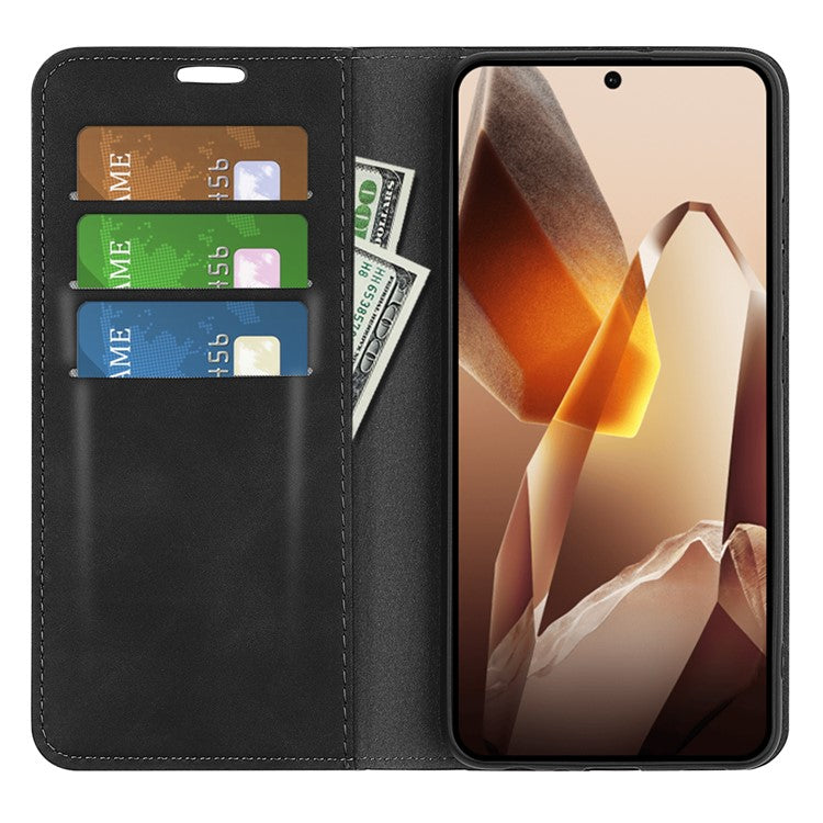 For OnePlus 13 Case Skin-Touch Leather Wallet Phone Cover - Black