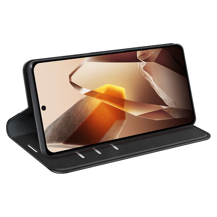 For OnePlus 13 Case Skin-Touch Leather Wallet Phone Cover - Black