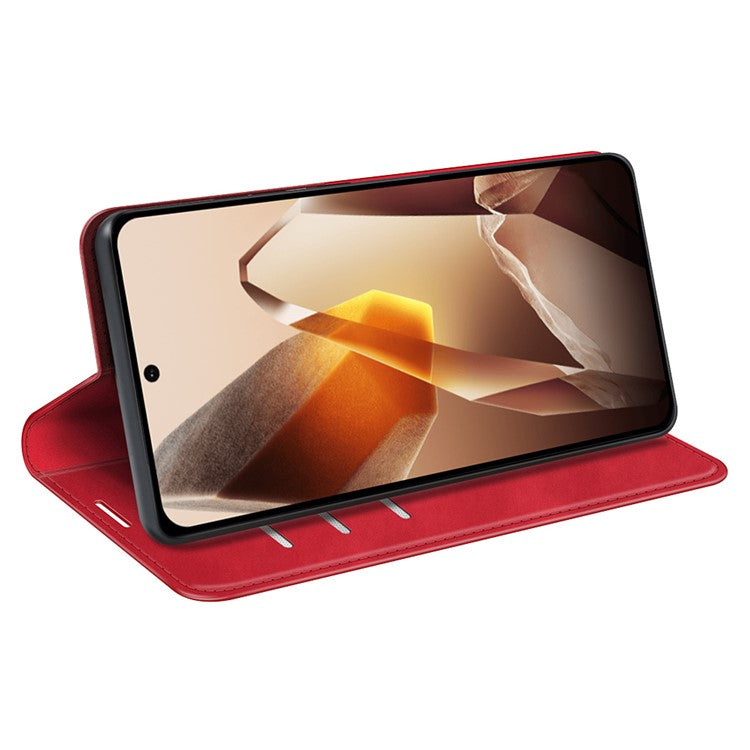 For OnePlus 13 Case Skin-Touch Leather Wallet Phone Cover - Red