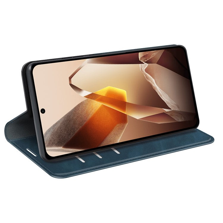 For OnePlus 13 Case Skin-Touch Leather Wallet Phone Cover - Blue