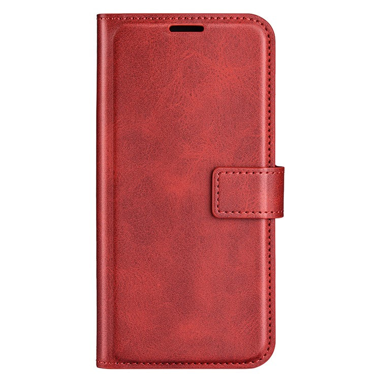 For OnePlus 13 Stand Case Anti-Scratch Calf Texture Leather Phone Cover - Red