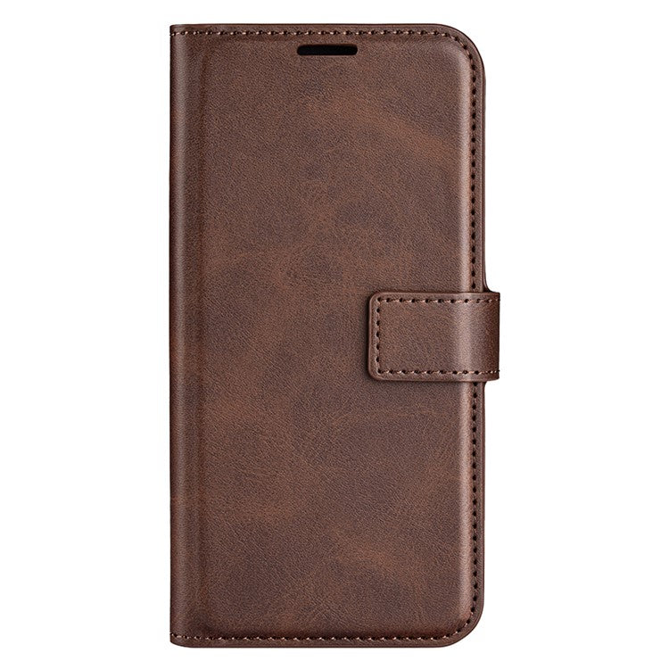 For OnePlus 13 Stand Case Anti-Scratch Calf Texture Leather Phone Cover - Brown