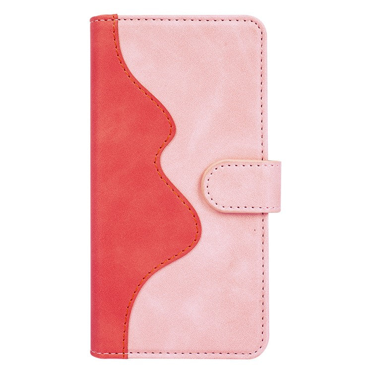 For OnePlus 13 Wallet Case Leather Phone Cover Splicing Color - Pink