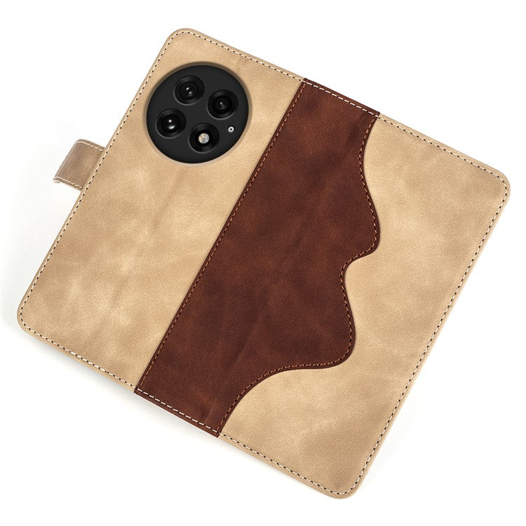 For OnePlus 13 Wallet Case Leather Phone Cover Splicing Color - Yellow