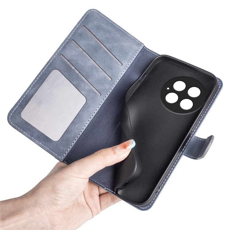 For OnePlus 13 Wallet Case Leather Phone Cover Splicing Color - Blue