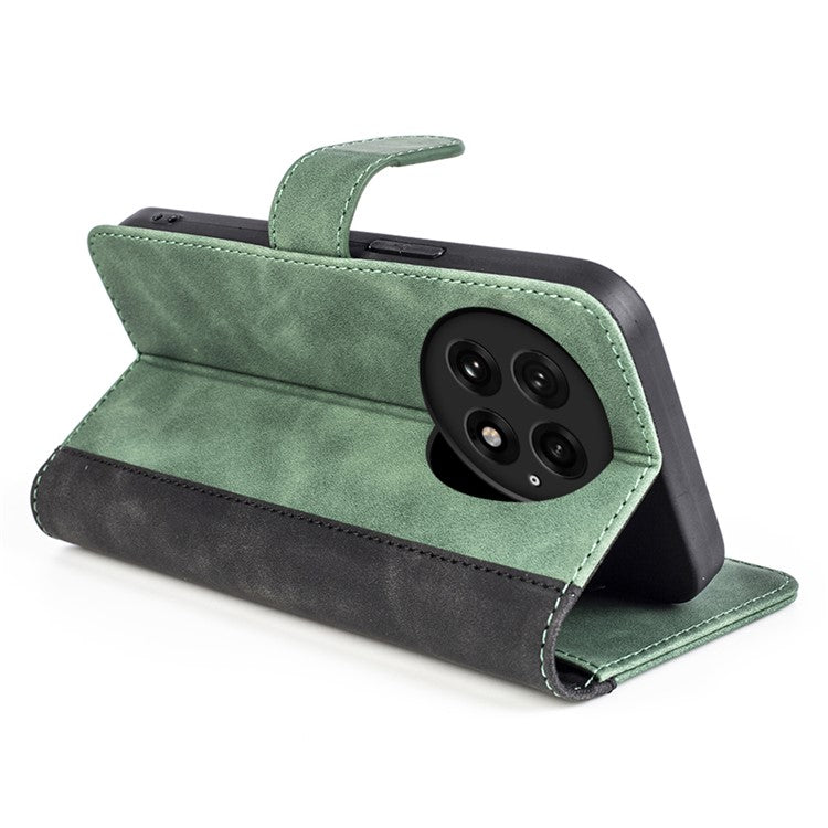 For OnePlus 13 Wallet Case Leather Phone Cover Splicing Color - Green