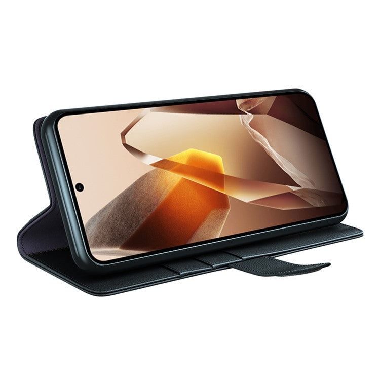 For OnePlus 13 Case Genuine Split Leather Phone Cover Wallet Card Slot - Black