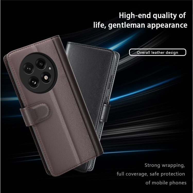 For OnePlus 13 Case Genuine Split Leather Phone Cover Wallet Card Slot - Black