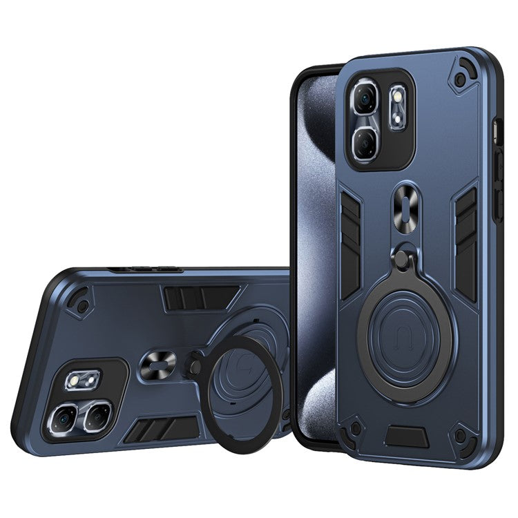 For Infinix Hot 50i 4G Case Rotatable Kickstand PC+TPU Drop Protection Phone Cover - Blue