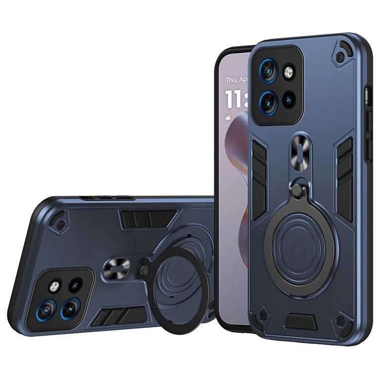 Phone Case For Motorola ThinkPhone 25 5G / Edge 50 Neo 5G / Moto S50 5G PC+TPU Drop Protection Cover with Rotatable Kickstand - Blue