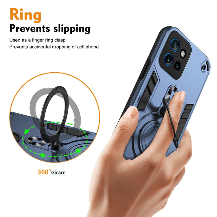 Phone Case For Motorola ThinkPhone 25 5G / Edge 50 Neo 5G / Moto S50 5G PC+TPU Drop Protection Cover with Rotatable Kickstand - Blue