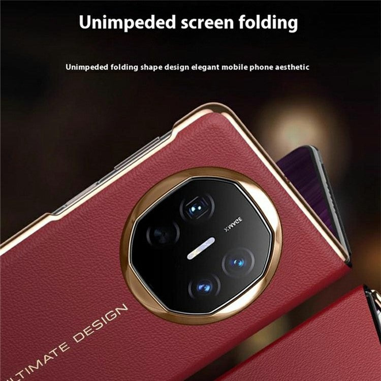 For Huawei Mate X6 Case View Window Auto Wake / Sleep Leather Flip Phone Cover Litchi Texture - Red