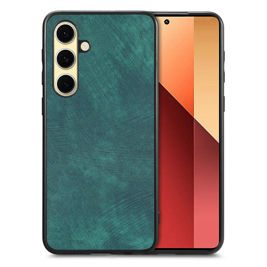 For Samsung Galaxy S25+ Case Shockproof Slim Retro Leather Phone Back Cover - Green