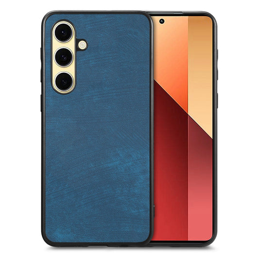 For Samsung Galaxy S25 Case Shockproof Slim Retro Leather Phone Back Cover - Blue