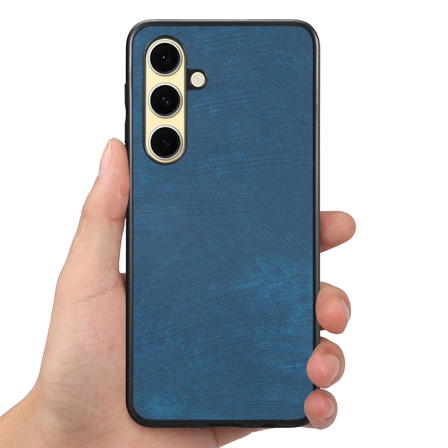For Samsung Galaxy S25 Case Shockproof Slim Retro Leather Phone Back Cover - Blue