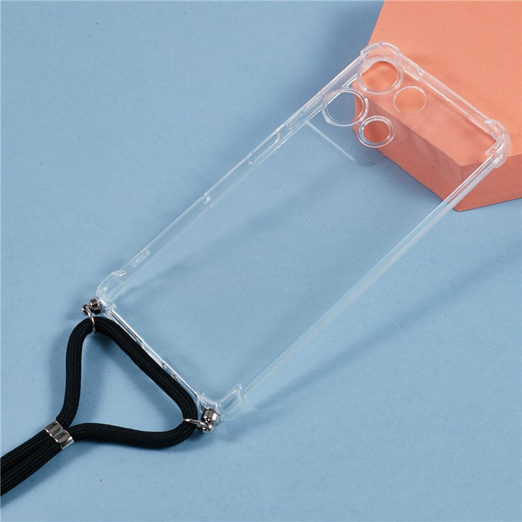 For Motorola Moto G75 5G Case Reinforced Corner TPU Clear Phone Cover with Lanyard