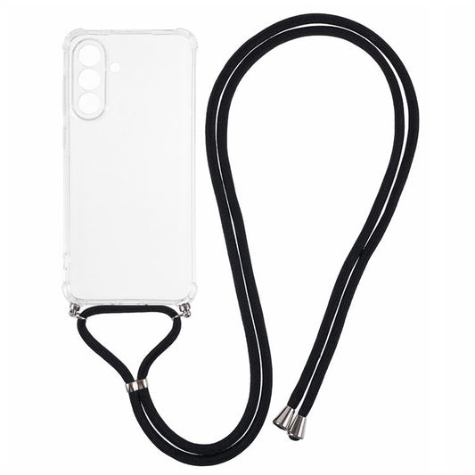 For Samsung Galaxy A56 5G Case Reinforced Corner TPU Clear Phone Cover with Lanyard