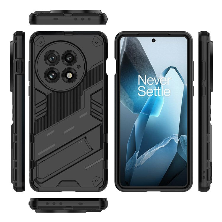 For OnePlus 13 Case PC+TPU Shockproof Phone Cover with Kickstand - Black