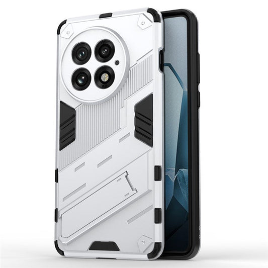 For OnePlus 13 Case PC+TPU Shockproof Phone Cover with Kickstand - White