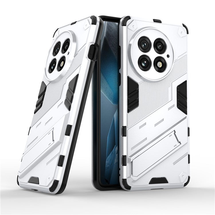 For OnePlus 13 Case PC+TPU Shockproof Phone Cover with Kickstand - White