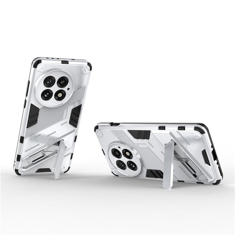For OnePlus 13 Case PC+TPU Shockproof Phone Cover with Kickstand - White