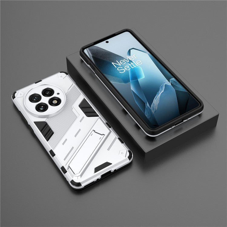 For OnePlus 13 Case PC+TPU Shockproof Phone Cover with Kickstand - White