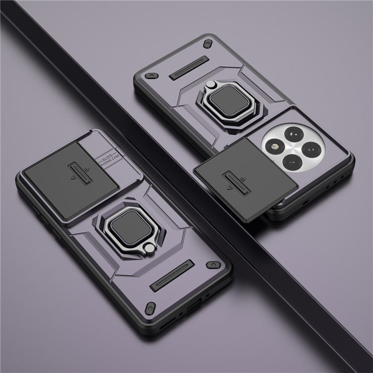 For OnePlus 13 Case PC+TPU Kickstand Phone Protector with Lens Cover - Purple