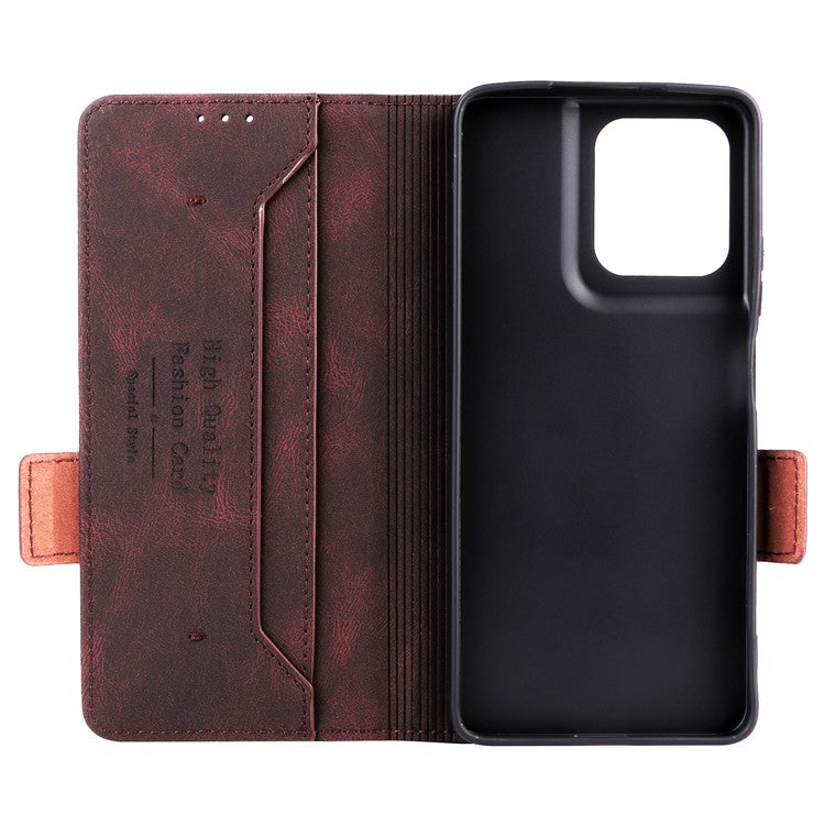 For Motorola Moto G75 5G Case Leather Wallet Flip Phone Cover with Hardware Decor - Coffee