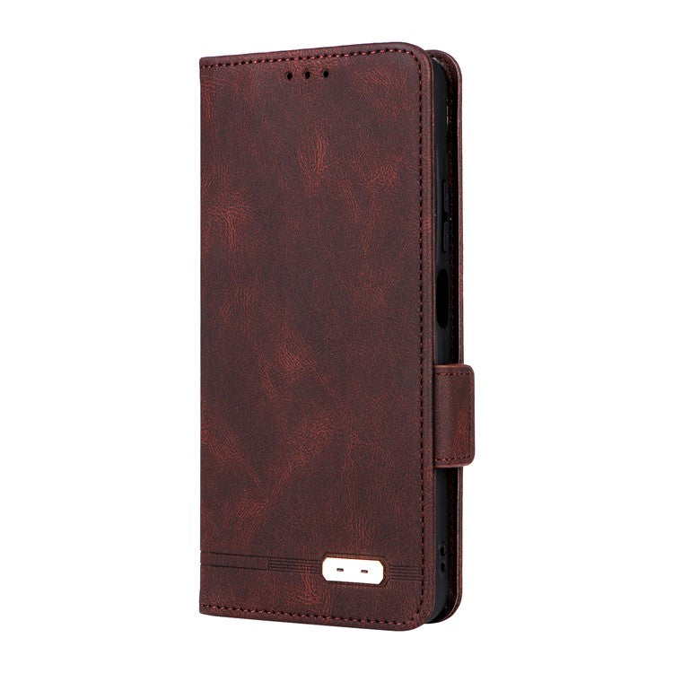 For Motorola Moto G75 5G Case Leather Wallet Flip Phone Cover with Hardware Decor - Coffee
