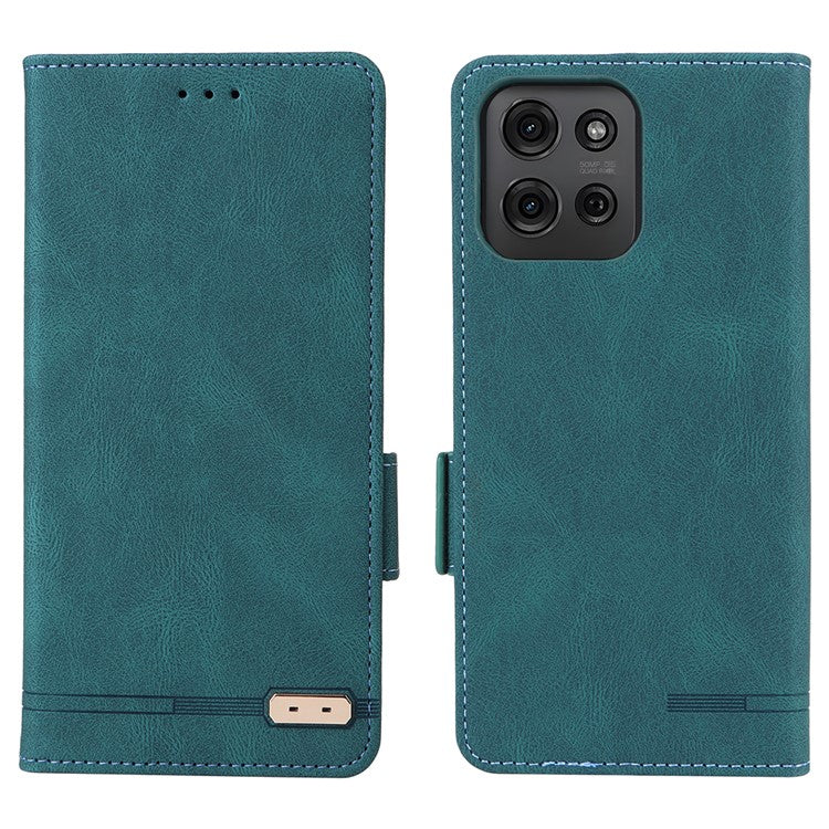 For Motorola Moto G75 5G Case Leather Wallet Flip Phone Cover with Hardware Decor - Blue