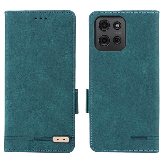 For Motorola Moto G75 5G Case Leather Wallet Flip Phone Cover with Hardware Decor - Blue