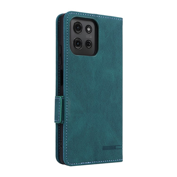 For Motorola Moto G75 5G Case Leather Wallet Flip Phone Cover with Hardware Decor - Blue