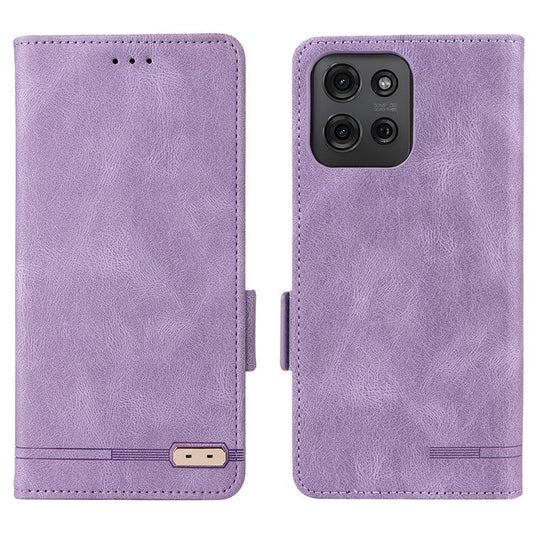 For Motorola Moto G75 5G Case Leather Wallet Flip Phone Cover with Hardware Decor - Purple