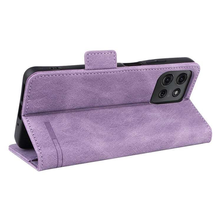 For Motorola Moto G75 5G Case Leather Wallet Flip Phone Cover with Hardware Decor - Purple