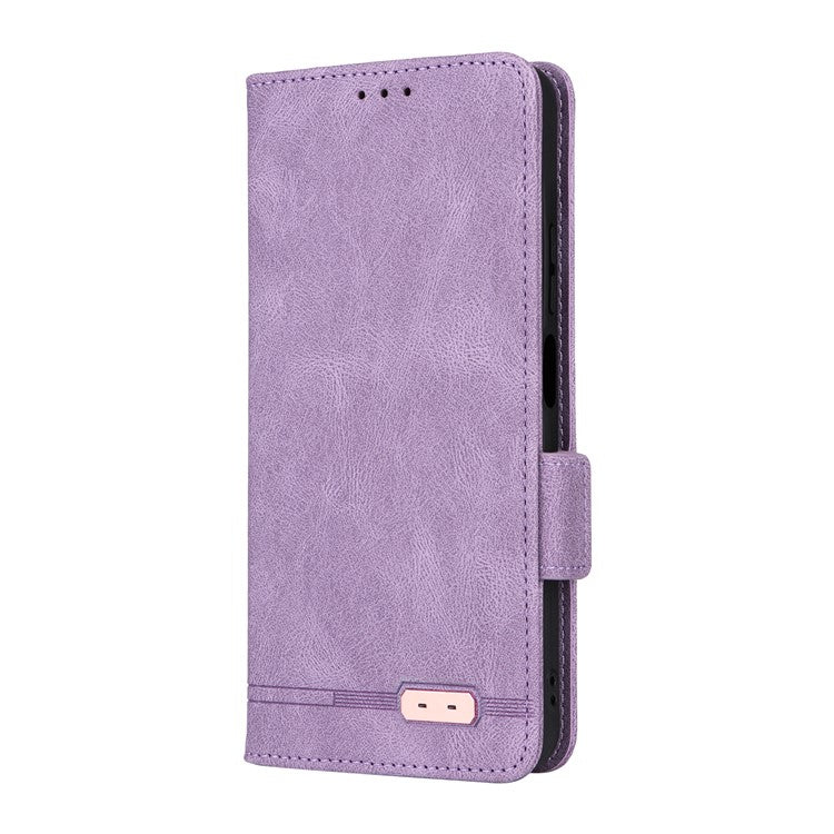 For Motorola Moto G75 5G Case Leather Wallet Flip Phone Cover with Hardware Decor - Purple