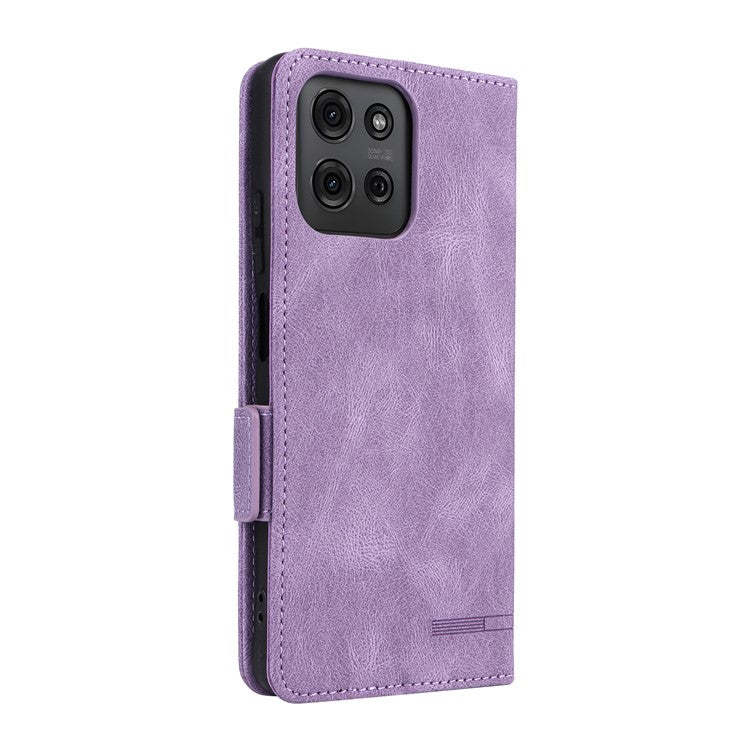 For Motorola Moto G75 5G Case Leather Wallet Flip Phone Cover with Hardware Decor - Purple