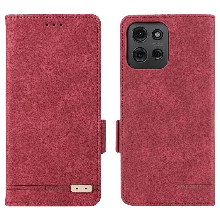 For Motorola Moto G75 5G Case Leather Wallet Flip Phone Cover with Hardware Decor - Rose