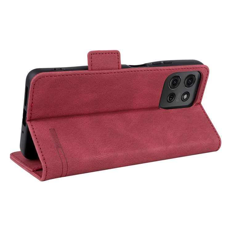 For Motorola Moto G75 5G Case Leather Wallet Flip Phone Cover with Hardware Decor - Rose