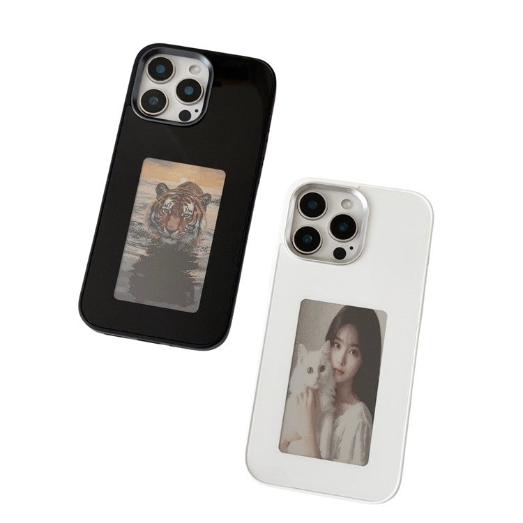 For iPhone 16 Pro E Ink Phone Case 4-Color Screen, DIY Wireless NFC Photo Display - Pink