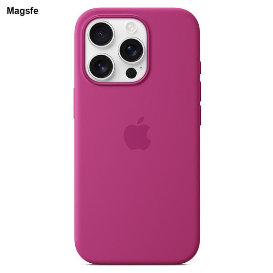 For iPhone 16 Pro Case Silicone Magnetic Phone Cover Compatible with MagSafe - Moonlit Red