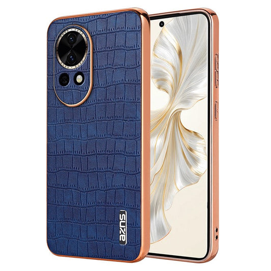 AZNS For Huawei nova 13 5G Case Electroplating Crocodile Texture PU+TPU Phone Cover - Blue