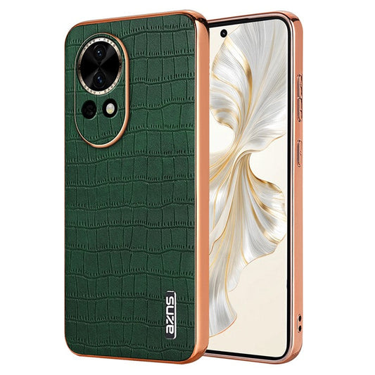 AZNS For Huawei nova 13 5G Case Electroplating Crocodile Texture PU+TPU Phone Cover - Green