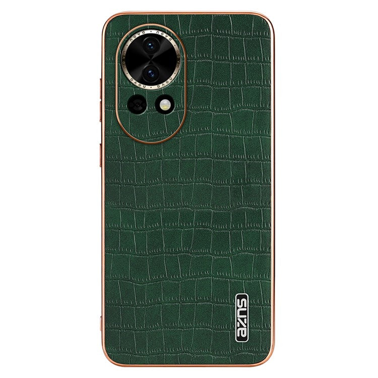 AZNS For Huawei nova 13 5G Case Electroplating Crocodile Texture PU+TPU Phone Cover - Green