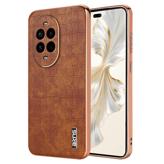 AZNS For Huawei nova 13 Pro 5G Case Electroplating Crocodile Texture PU+TPU Phone Cover - Brown