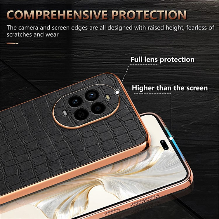 AZNS For Huawei nova 13 Pro 5G Case Electroplating Crocodile Texture PU+TPU Phone Cover - Brown