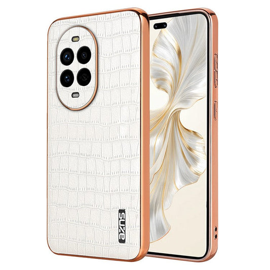 AZNS For Huawei nova 13 Pro 5G Case Electroplating Crocodile Texture PU+TPU Phone Cover - White