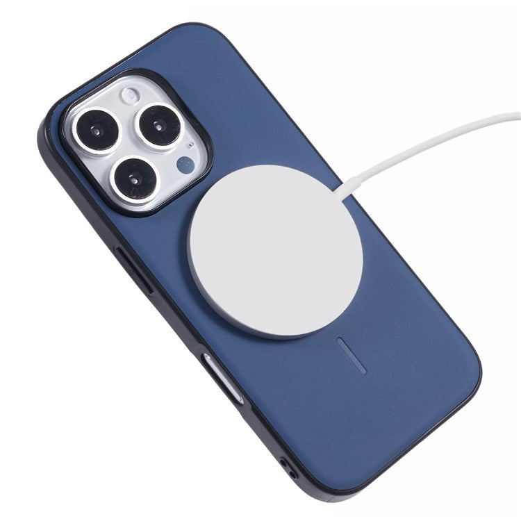 X-LEVEL For iPhone 16 Pro Case Compatible with MagSafe PC+TPU+PU Phone Back Cover - Blue