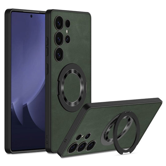 GKK For Samsung Galaxy S25 Ultra Case Compatible with MagSafe Phone Back Cover with Kickstand - Green