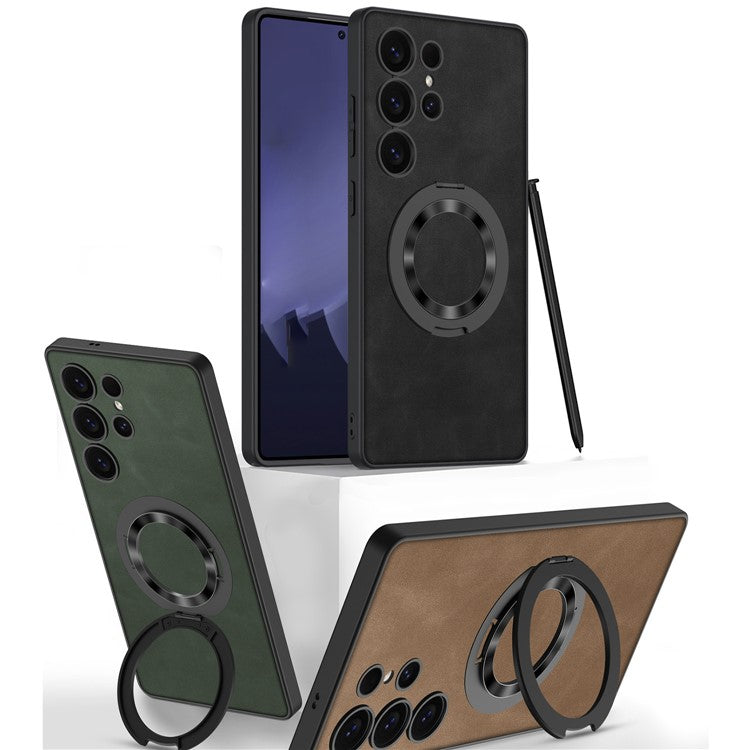 GKK For Samsung Galaxy S25 Ultra Case Compatible with MagSafe Phone Back Cover with Kickstand - Green