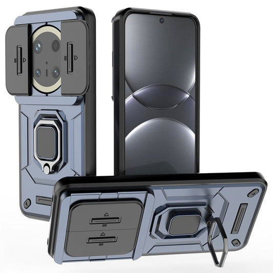 For Huawei Mate 70 Pro+ / 70 Pro Case PC+TPU Kickstand Phone Protector with Lens Cover - Blue